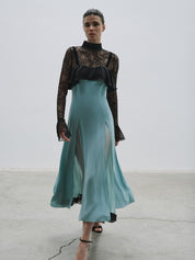 Lace and slit detail dress