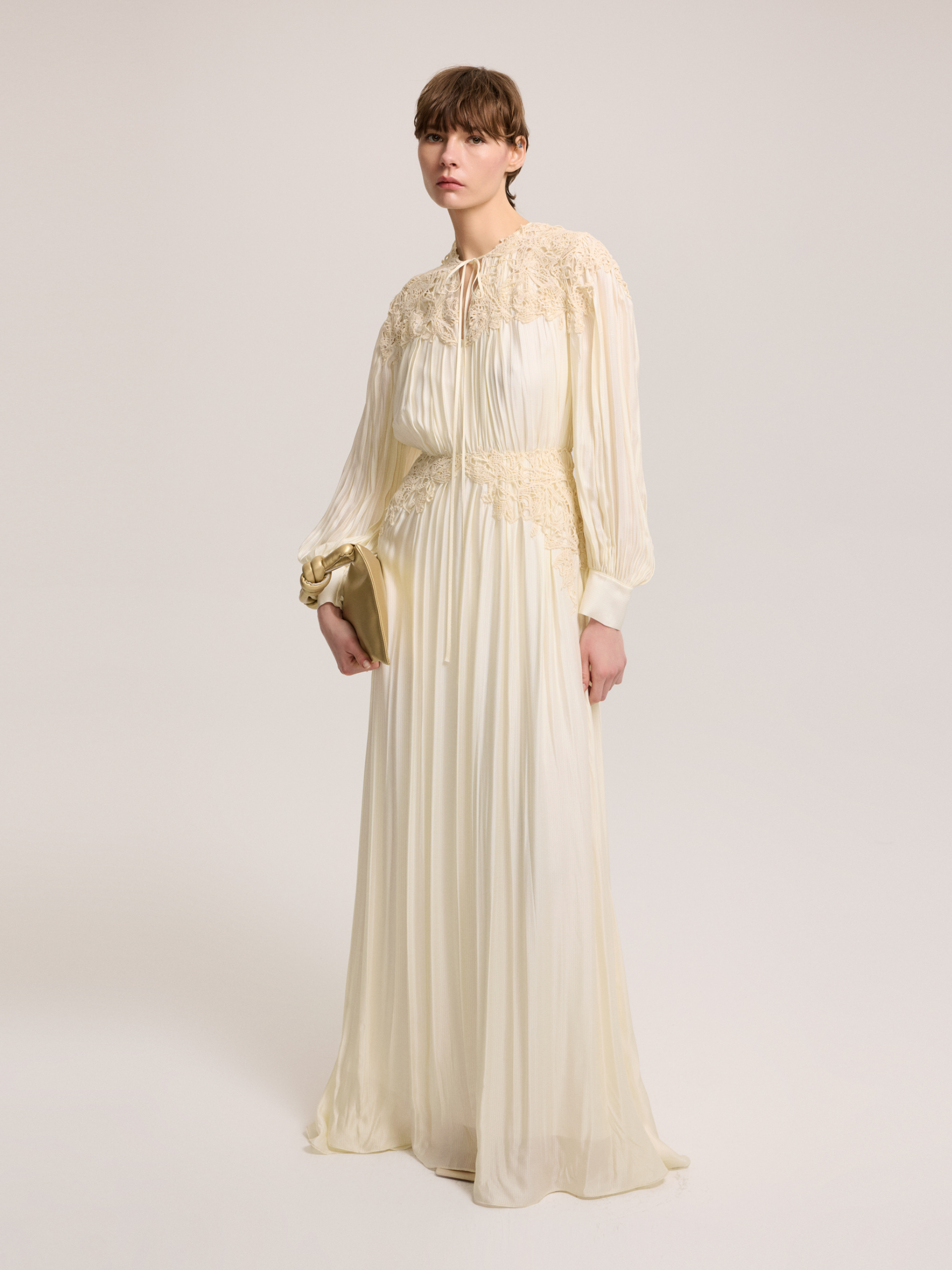 LACE EMBROIDERED SILK DRESS