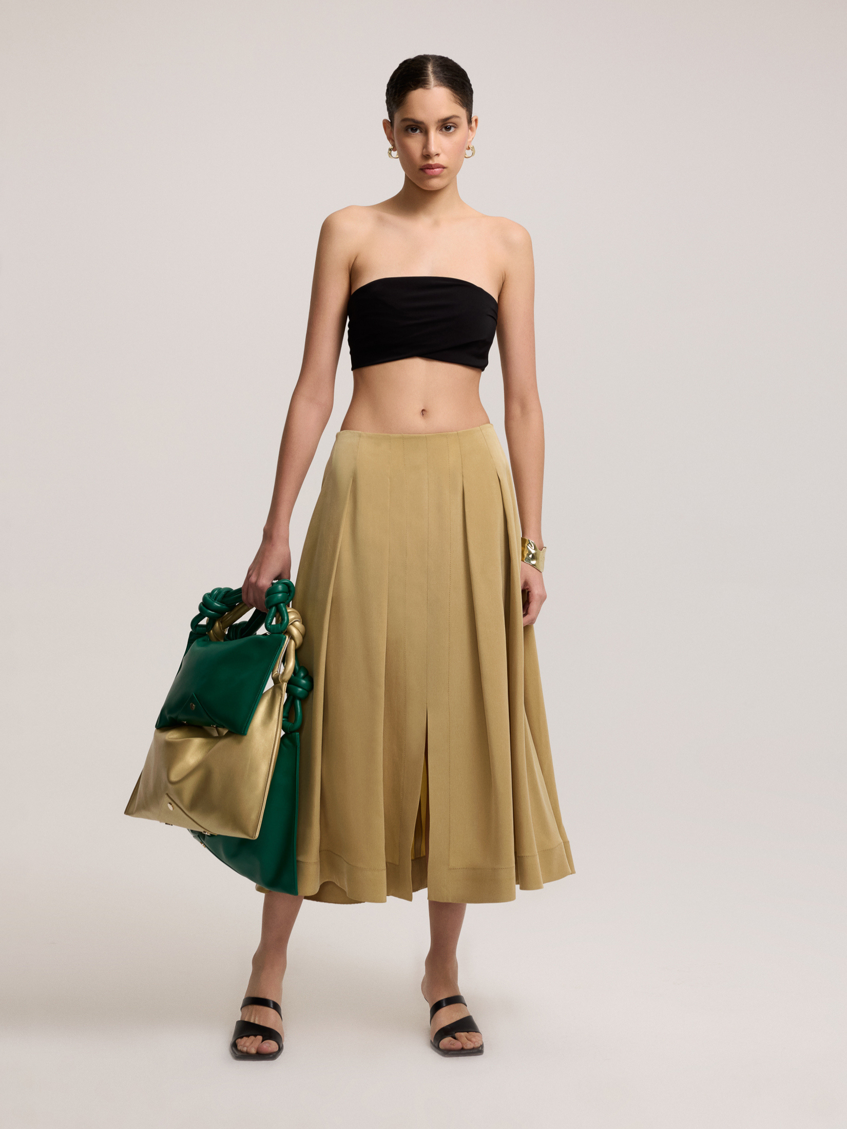 Khaki bell skirt