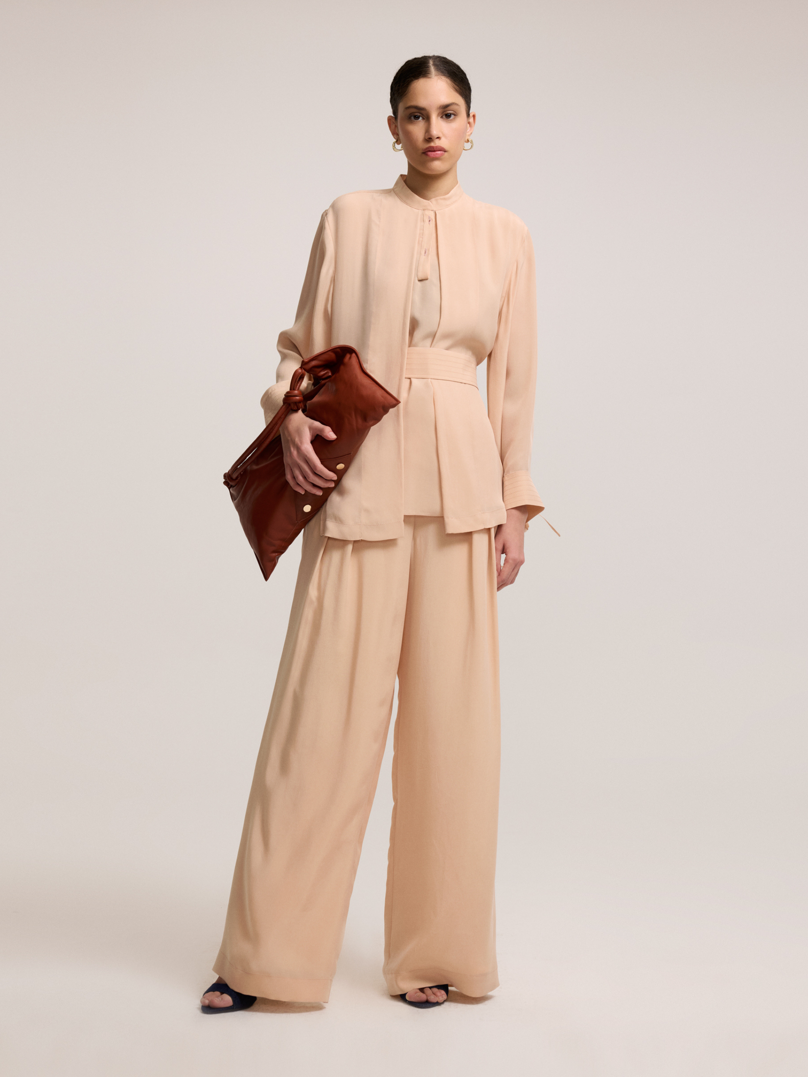 V-neck cupro blouse
