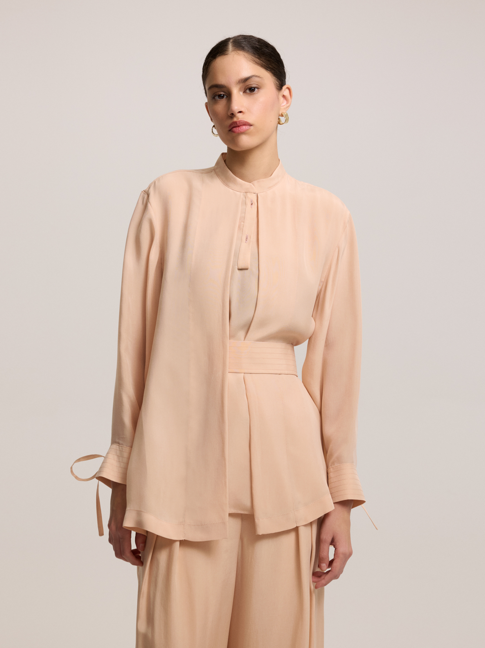 V-neck cupro blouse