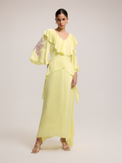 LEMON DRESS WITH SLEEVE DETAIL
