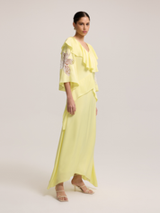 LEMON DRESS WITH SLEEVE DETAIL