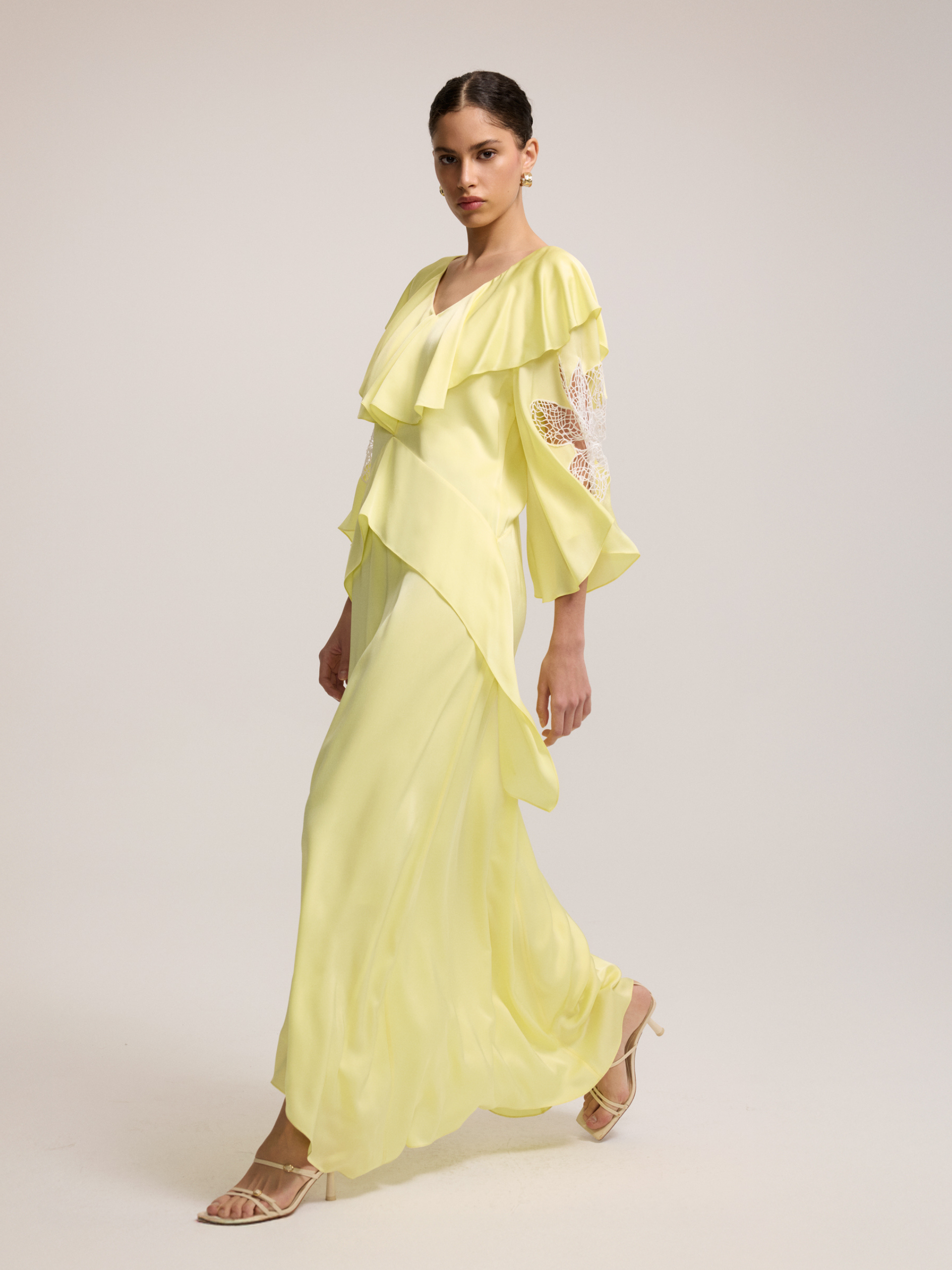 LEMON DRESS WITH SLEEVE DETAIL