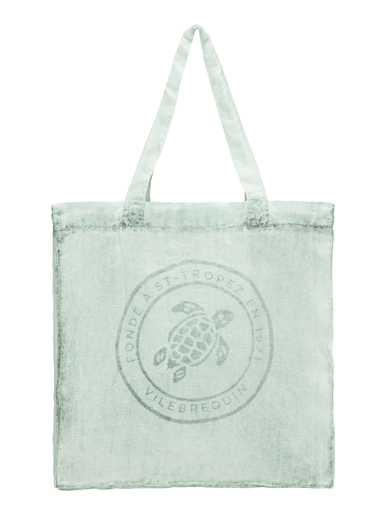 Linen turtle unisex tote bag mineral dye