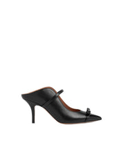 BLANCA 70 Black Leather Heeled Mules