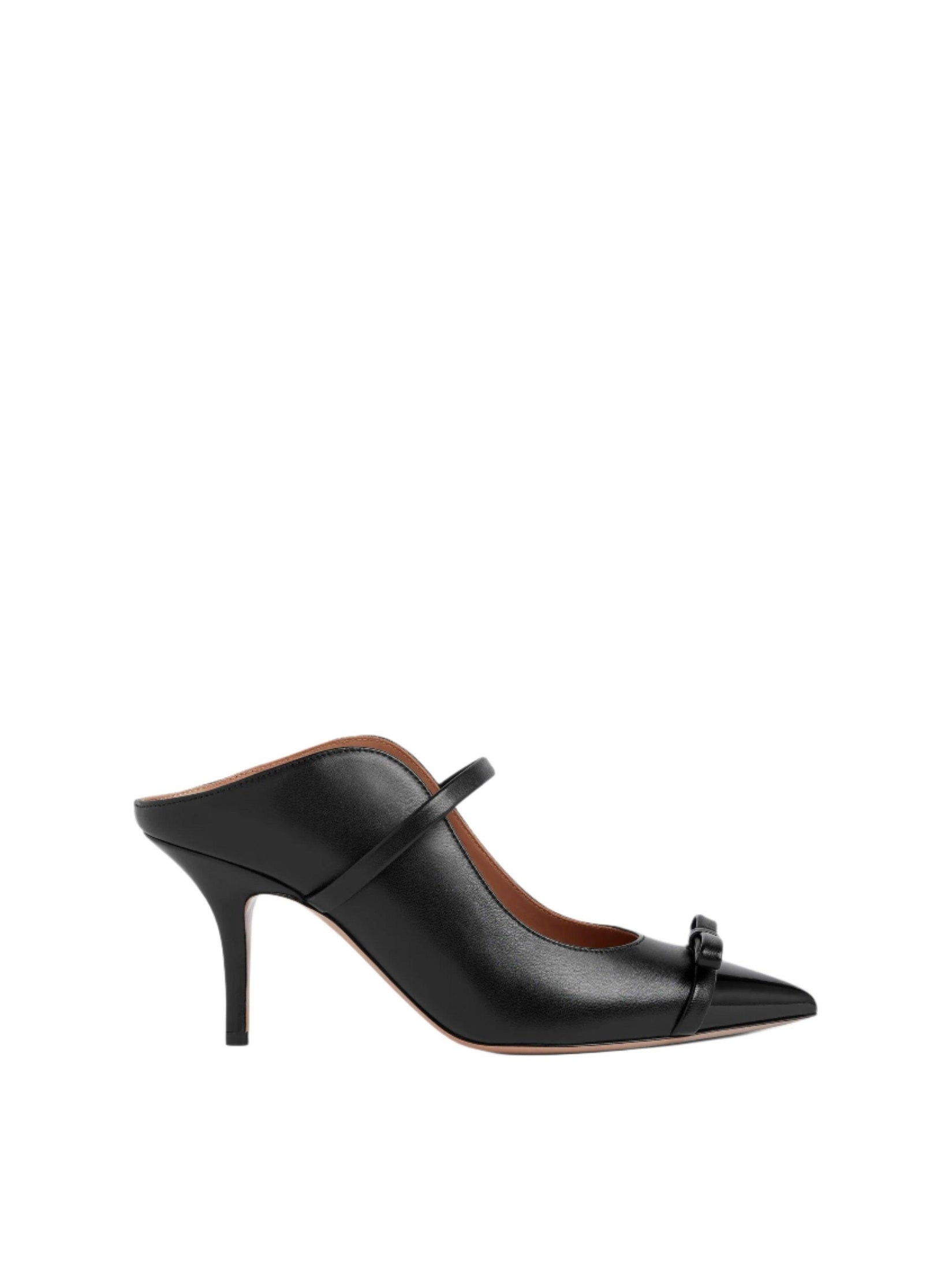 Blanca 70 black leather heeled mules