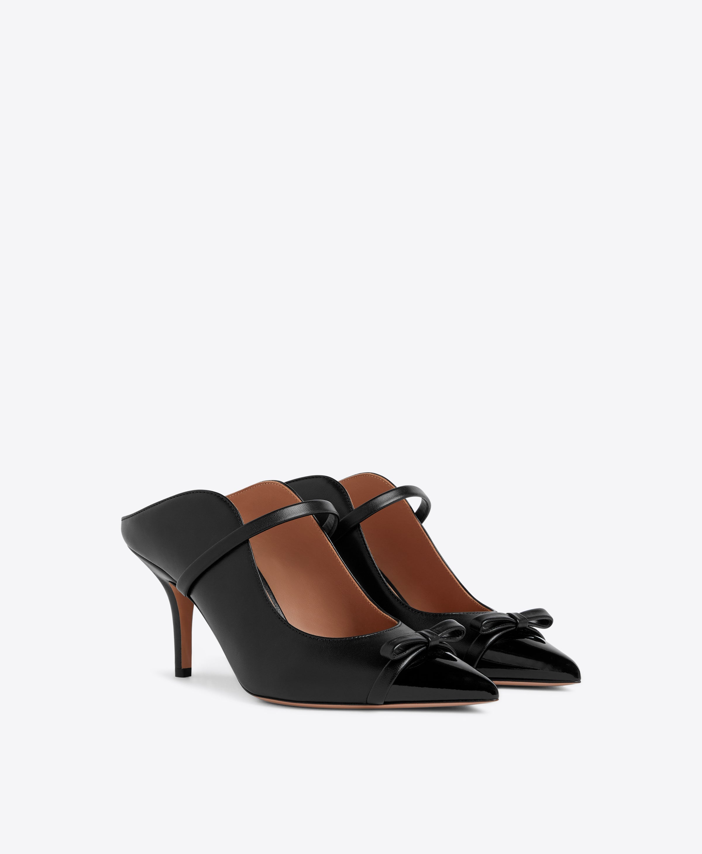 BLANCA 70 Black Leather Heeled Mules