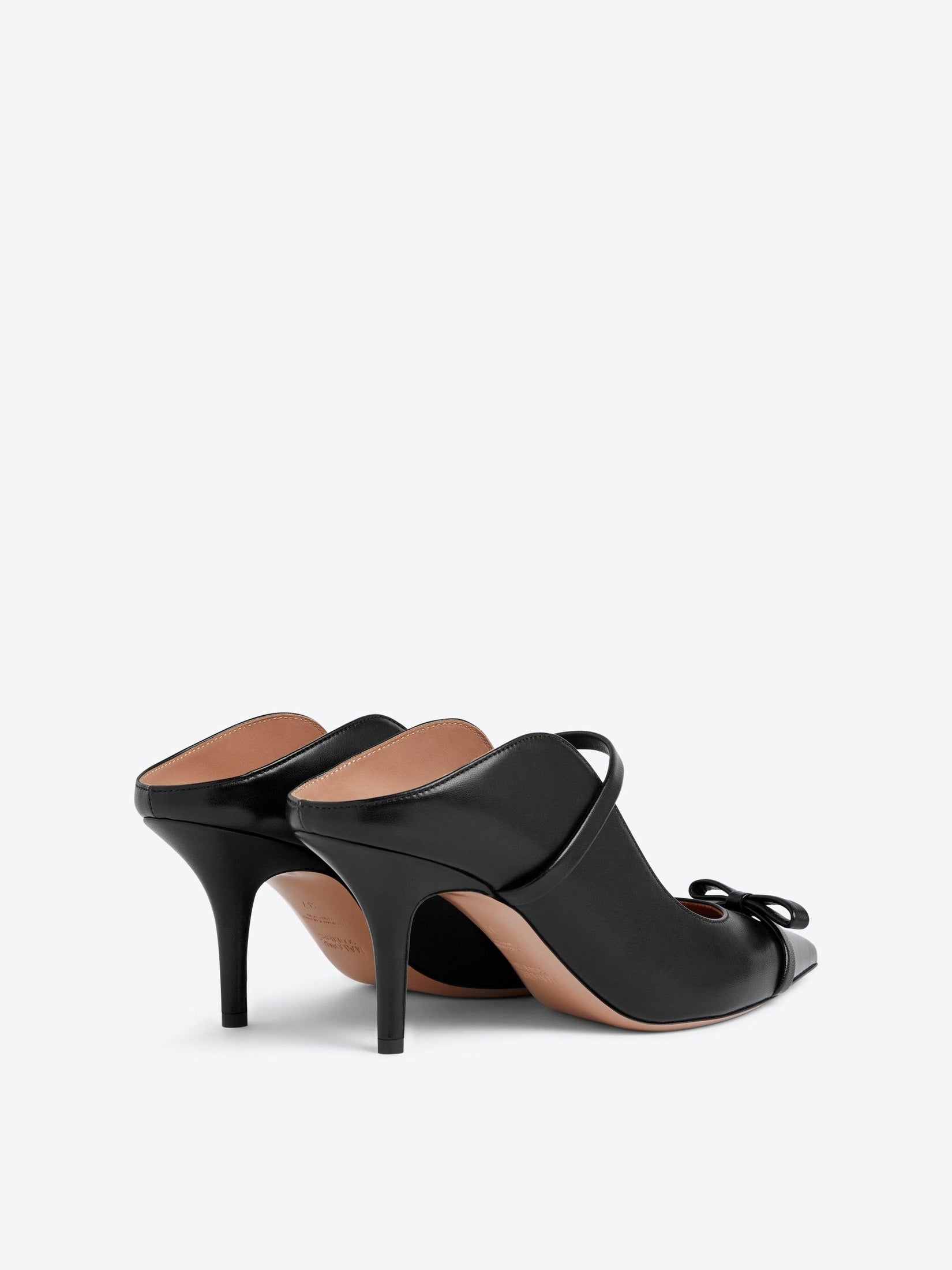 Blanca 70 black leather heeled mules