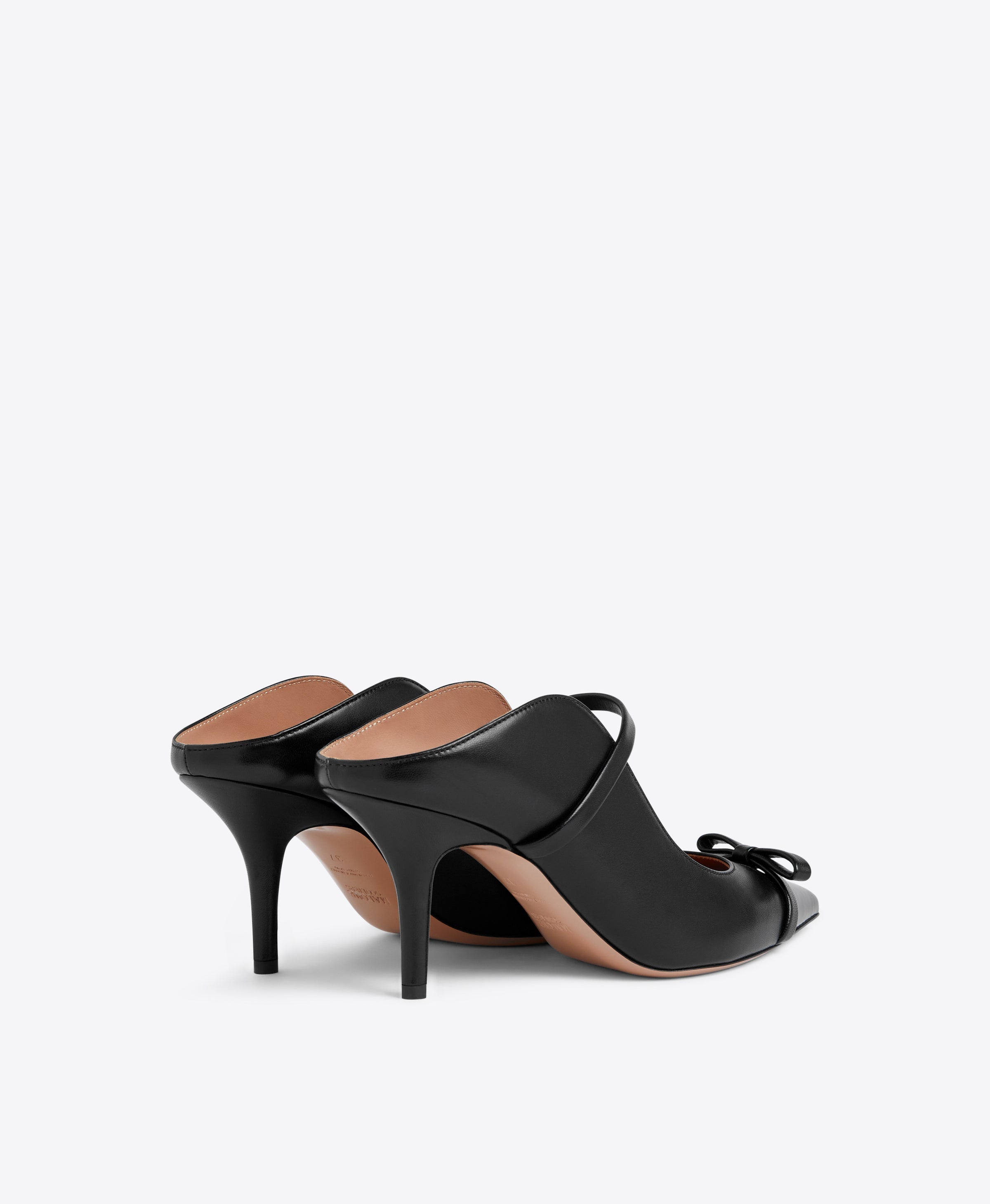 BLANCA 70 Black Leather Heeled Mules