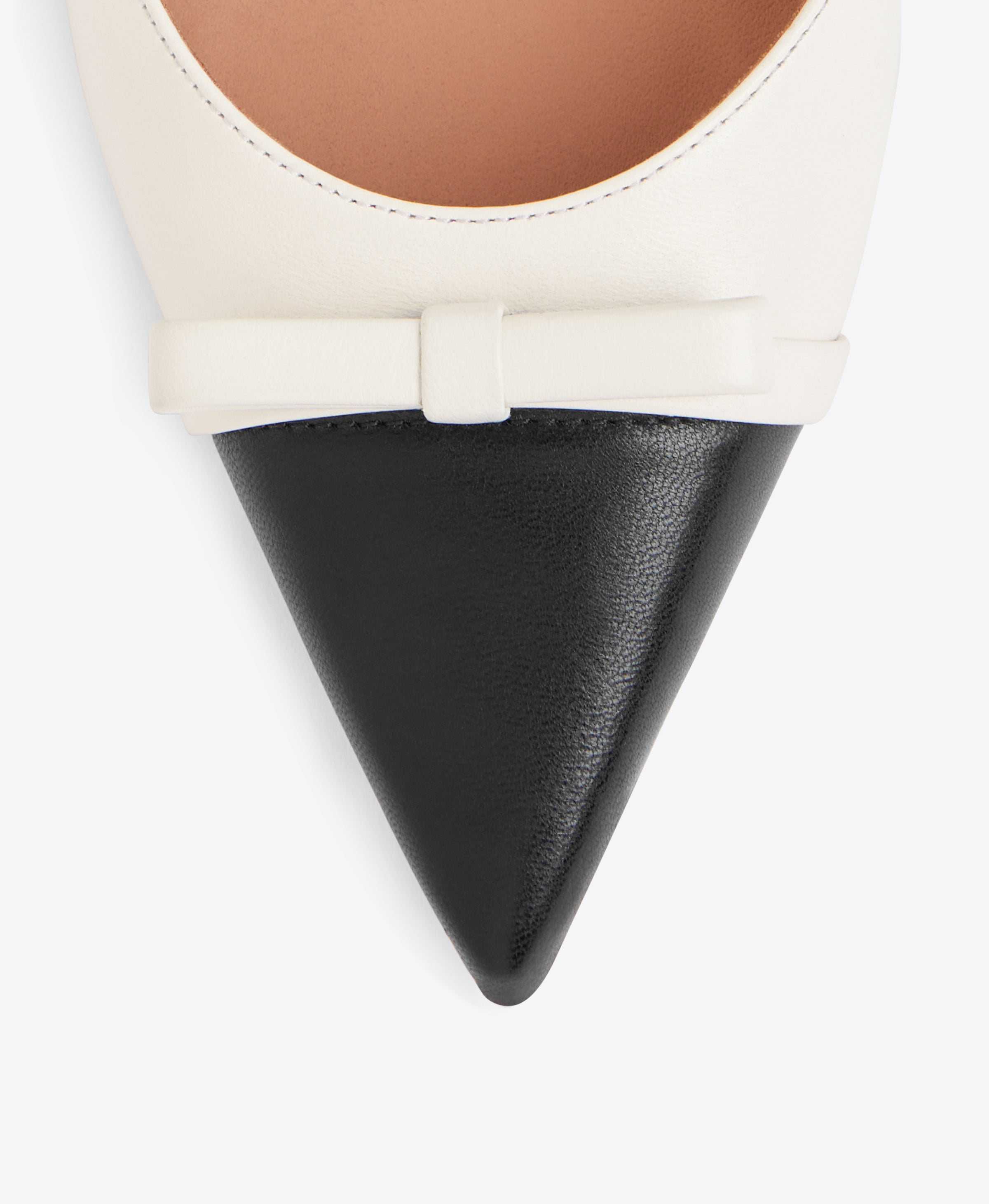 BLYTHE 80 Black and White Heeled Leather Mules