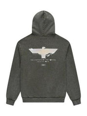Spray paint eagle hoodie - khaki