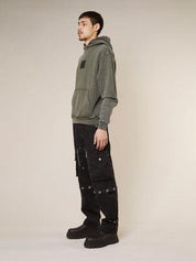 Spray paint eagle hoodie - khaki