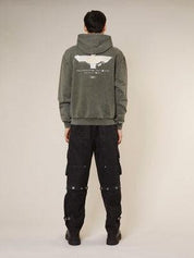 Spray paint eagle hoodie - khaki