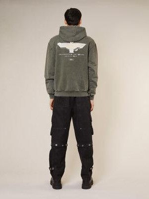 Spray paint eagle hoodie - khaki