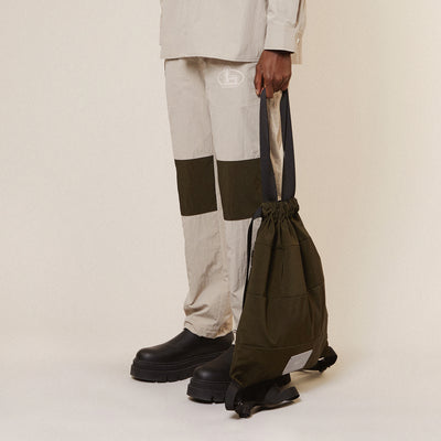 FUTURE BOY OVERSIZED NYLON JOGGERS - KHAKI/SAND