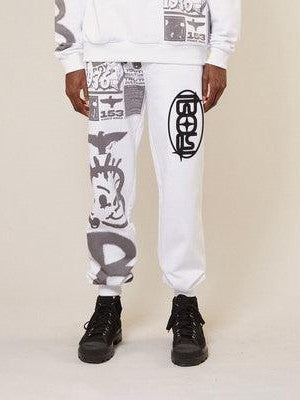 Kings road graffiti joggers - white