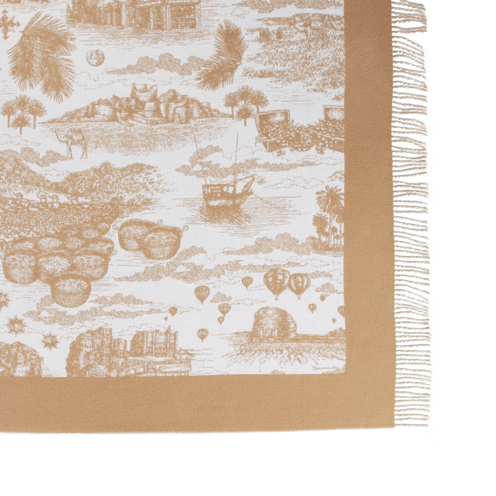 Tour of joy jacquard wool throw 155x220 camel