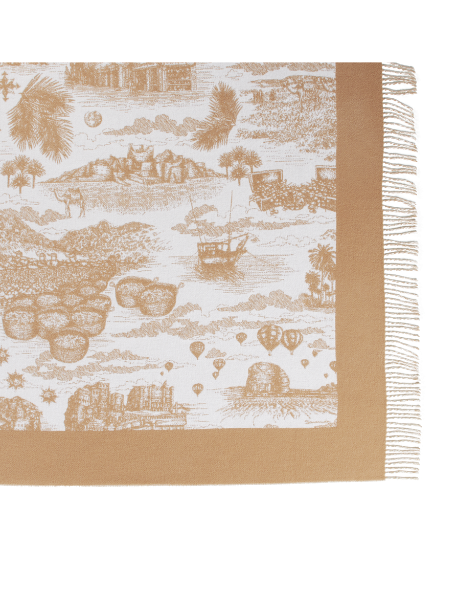 Tour of joy jacquard wool throw 155x220 camel