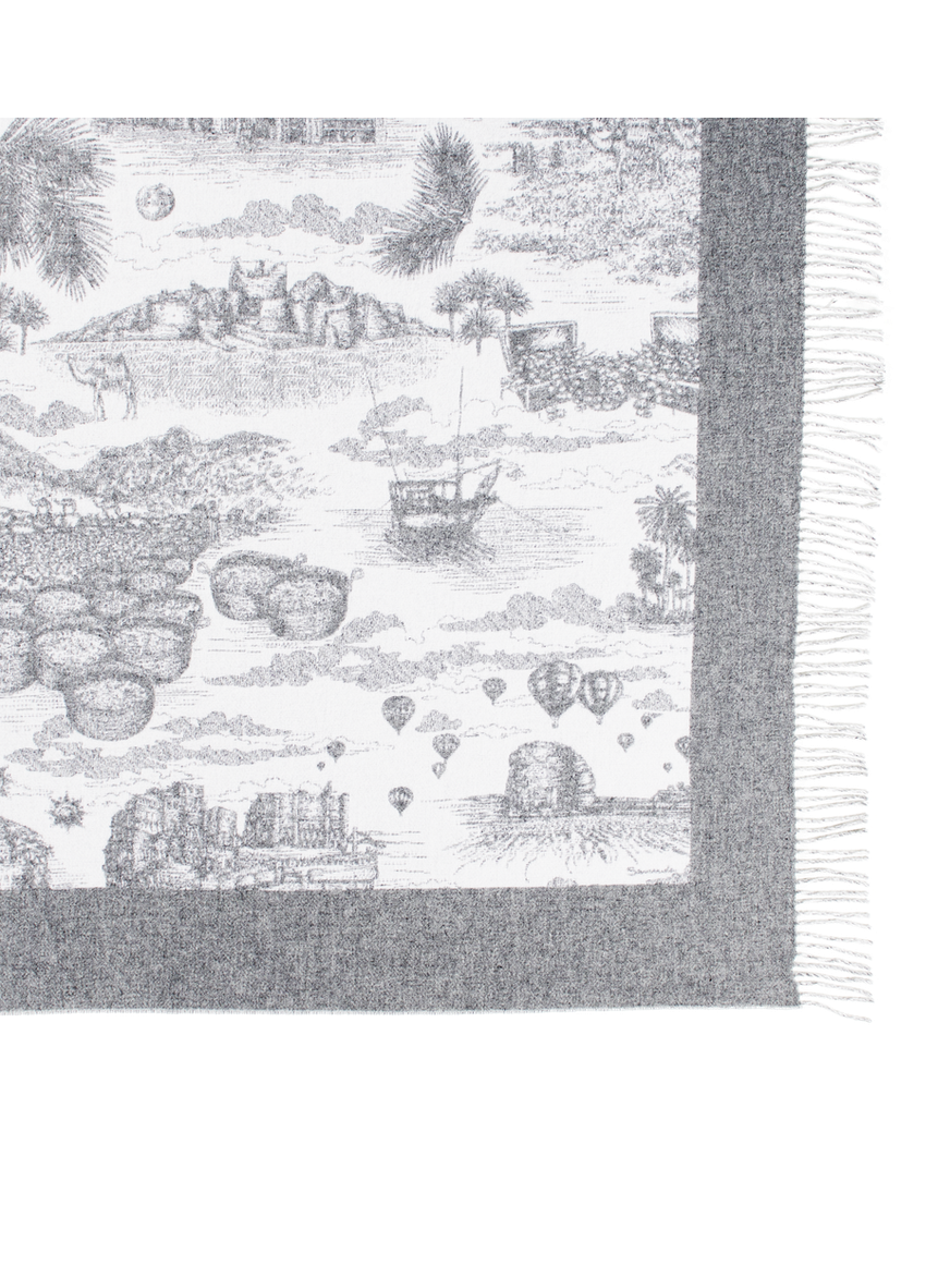 Tour of joy jacquard wool throw 155x220 grey