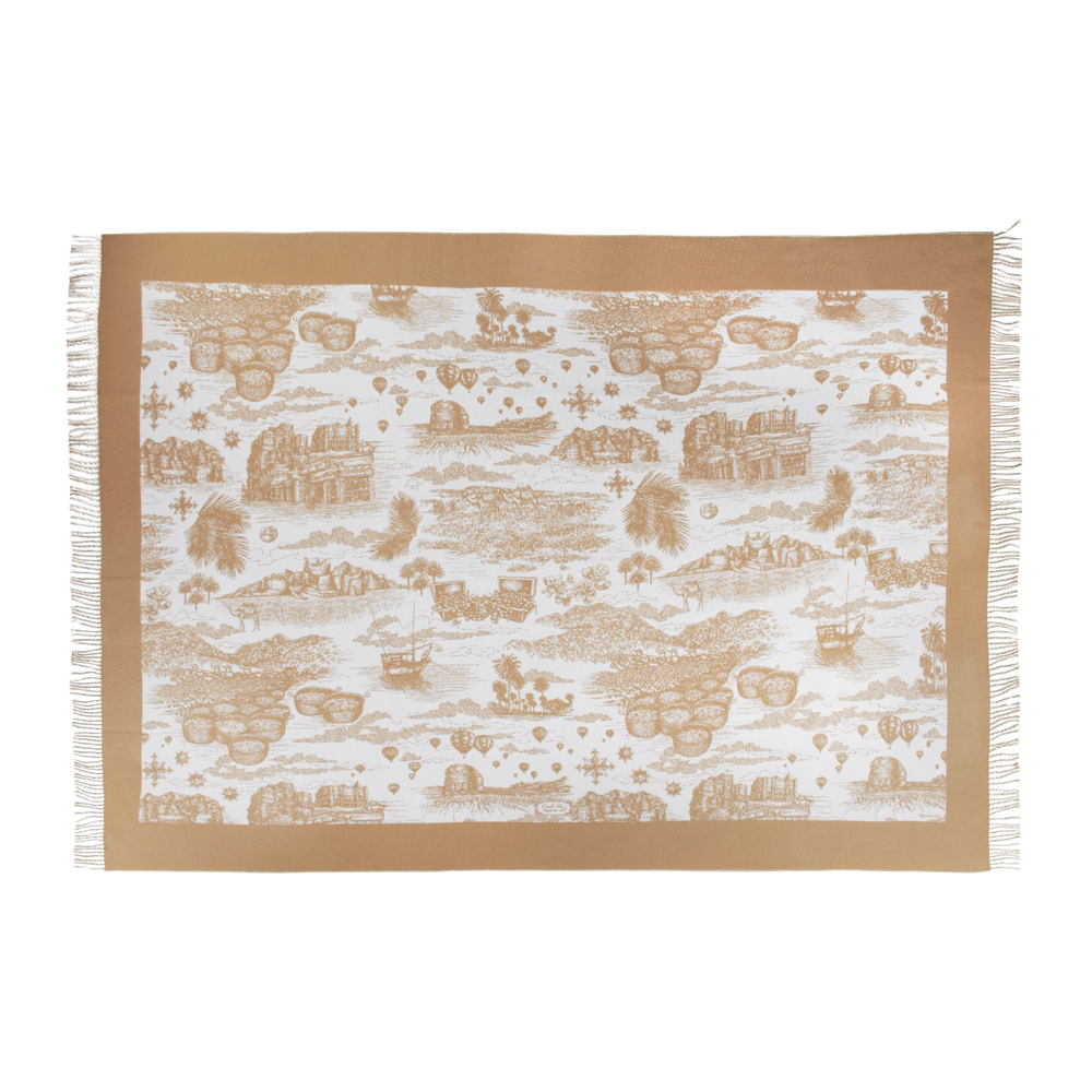 Tour of joy jacquard wool throw 155x220 camel