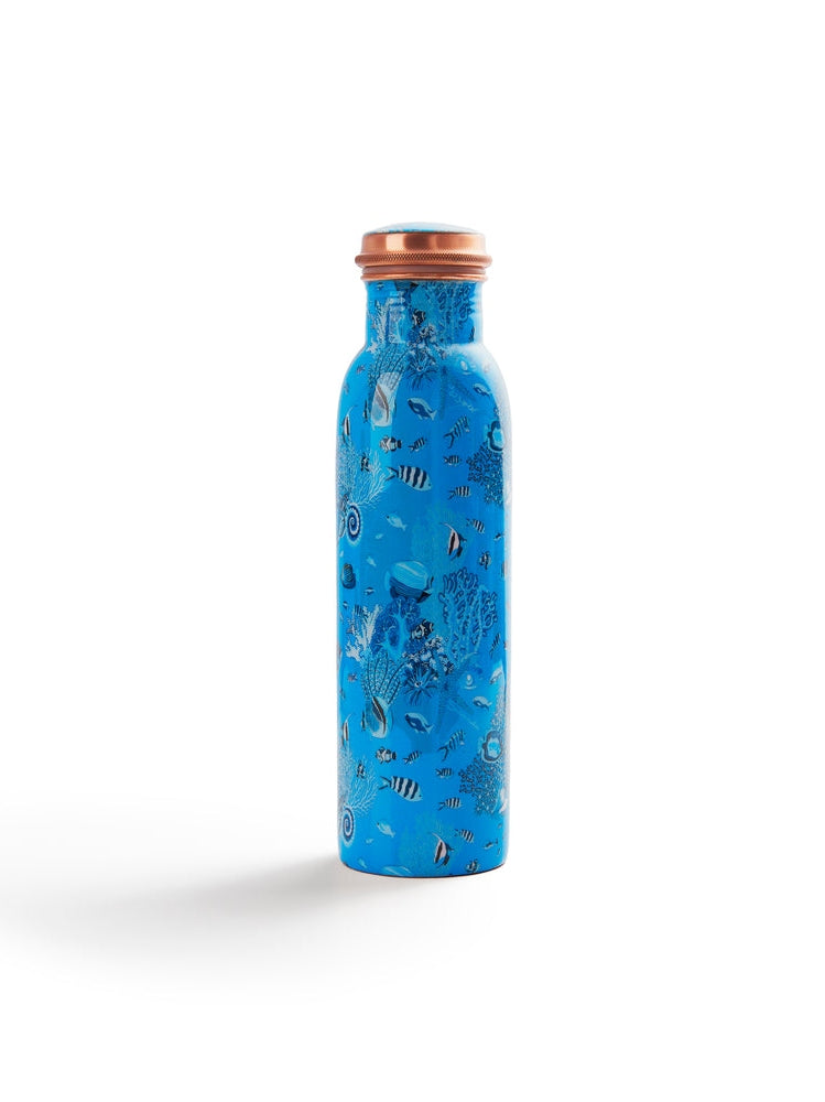 Red sea bottle and cups set 99.99% copper aqua