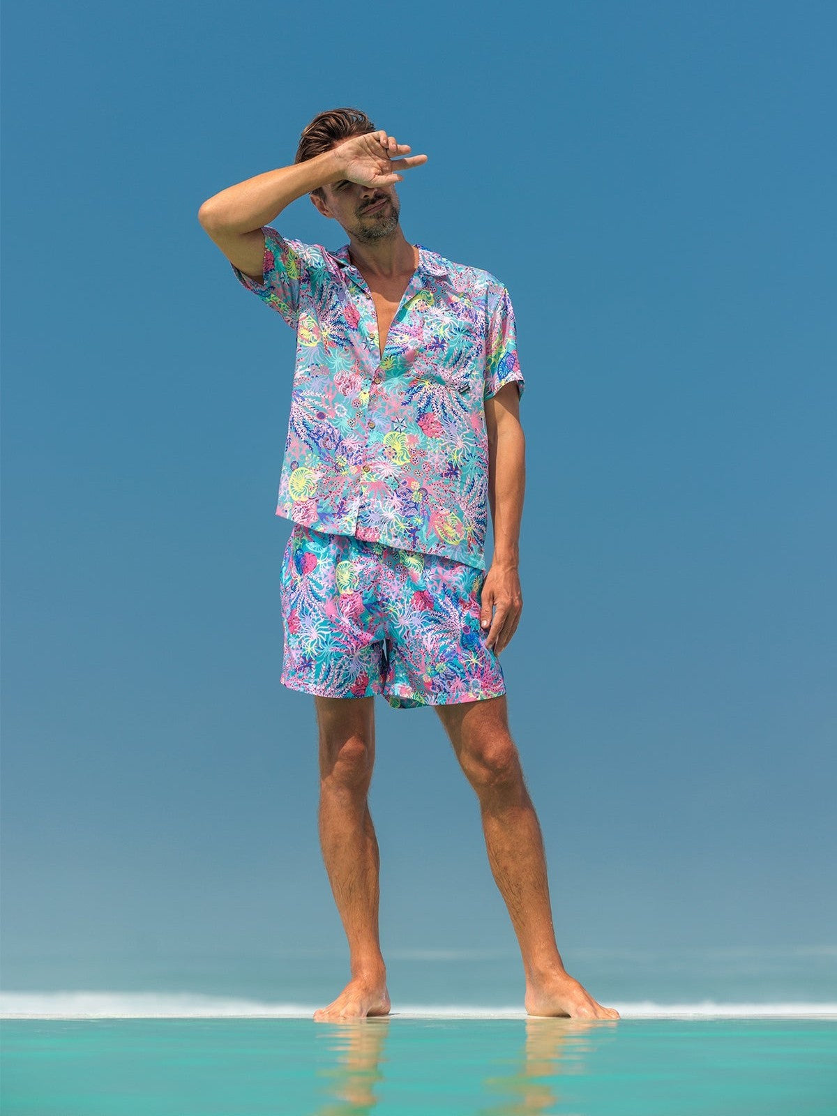 Boardies coral camp collar shirt