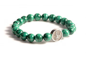 Malachite stone bracelet with silver