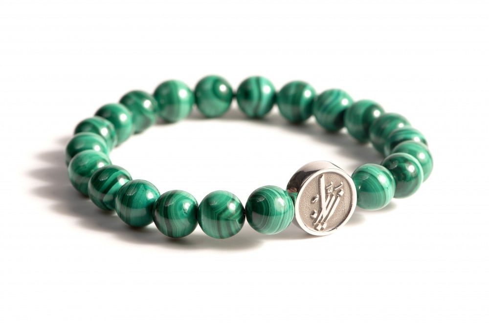 Malachite stone bracelet with silver