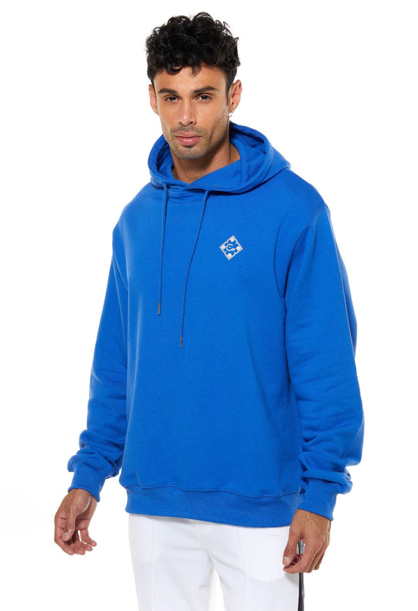 Blue Hoodie Withe Graphic Artwork Print On The Back