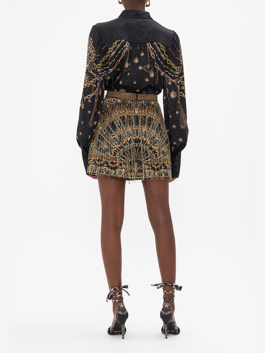 Button through blouson sleeve blouse