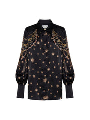 Button through blouson sleeve blouse