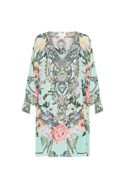 TIE SLEEVE SHORT V NECK KAFTAN