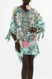 TIE SLEEVE SHORT V NECK KAFTAN