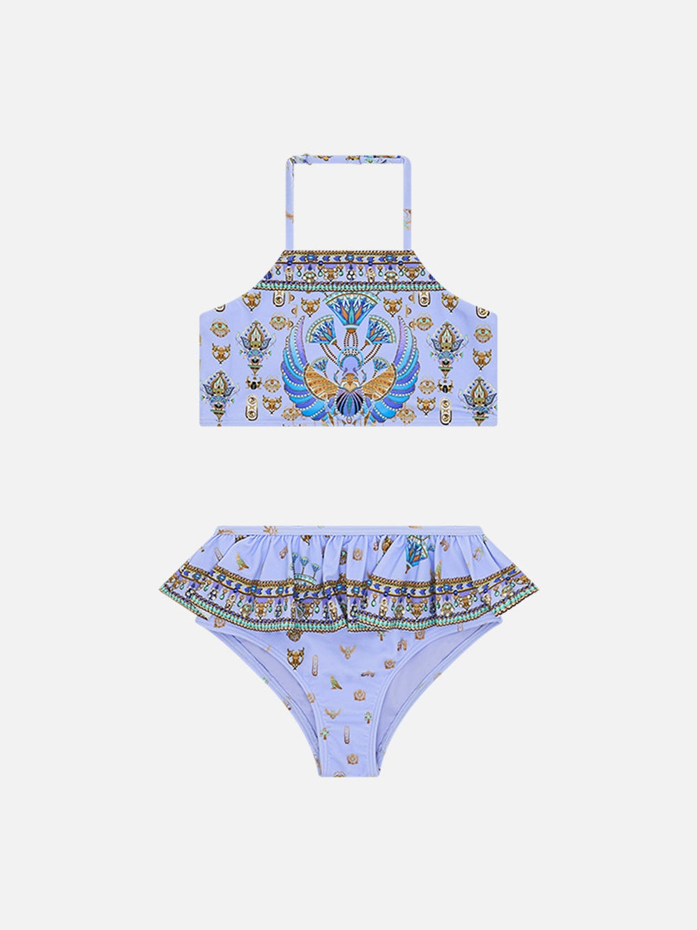 Kids halter crop with frill bottom bikini set