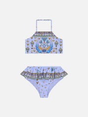 Kids halter crop with frill bottom bikini set