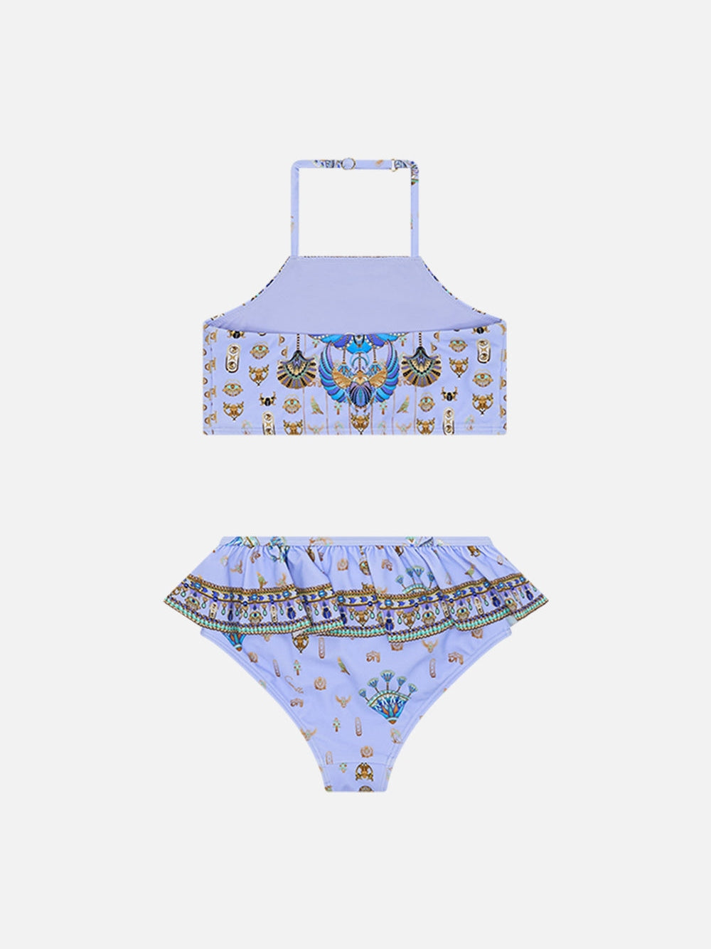 Kids halter crop with frill bottom bikini set