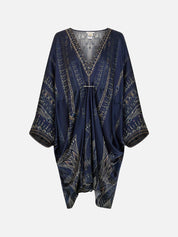 Pierced v neck short kaftan