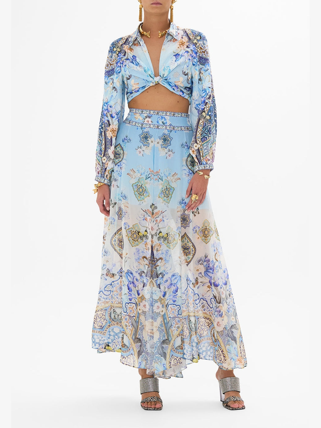 Sheer wide leg pant