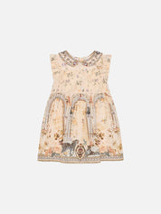 Kids shirred mini dress with collar