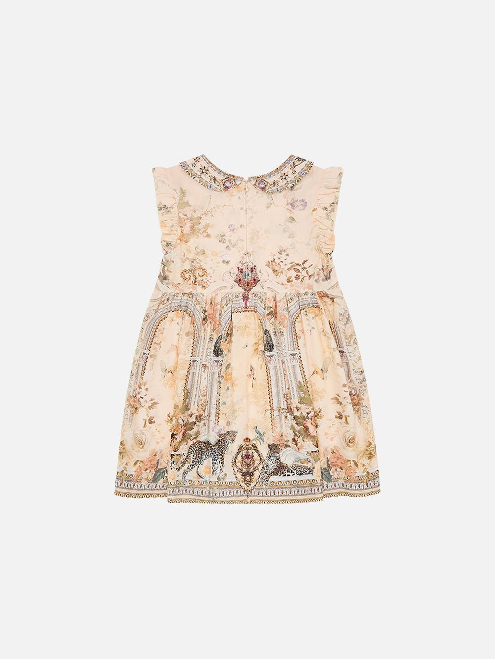 Kids shirred mini dress with collar