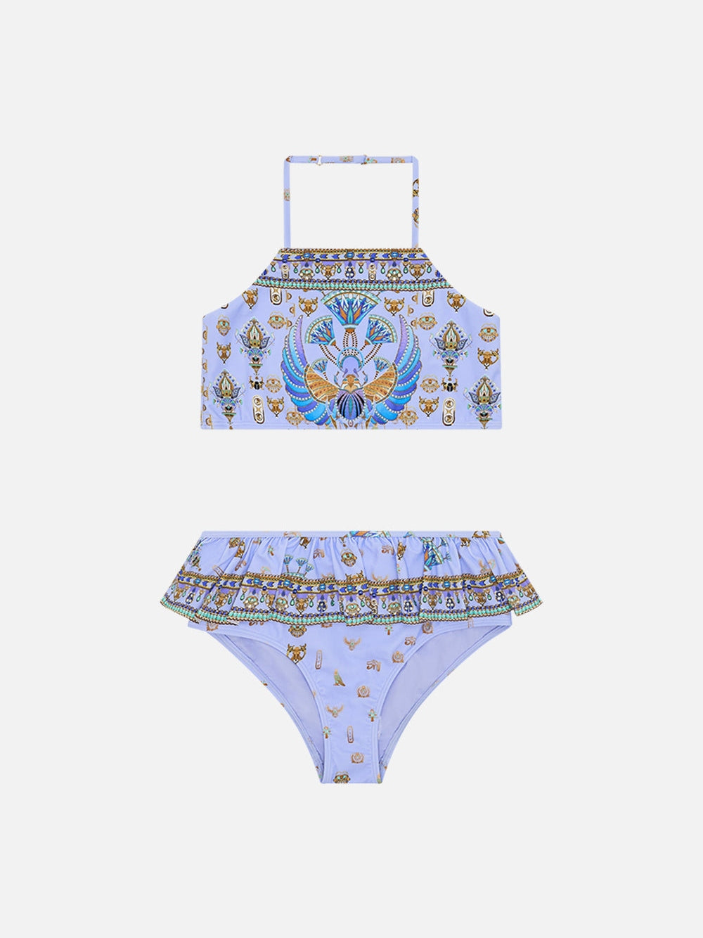 Kids halter crop with frill bottom bikini set