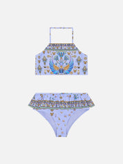 Kids halter crop with frill bottom bikini set