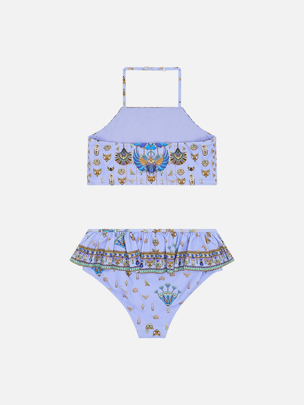Kids halter crop with frill bottom bikini set