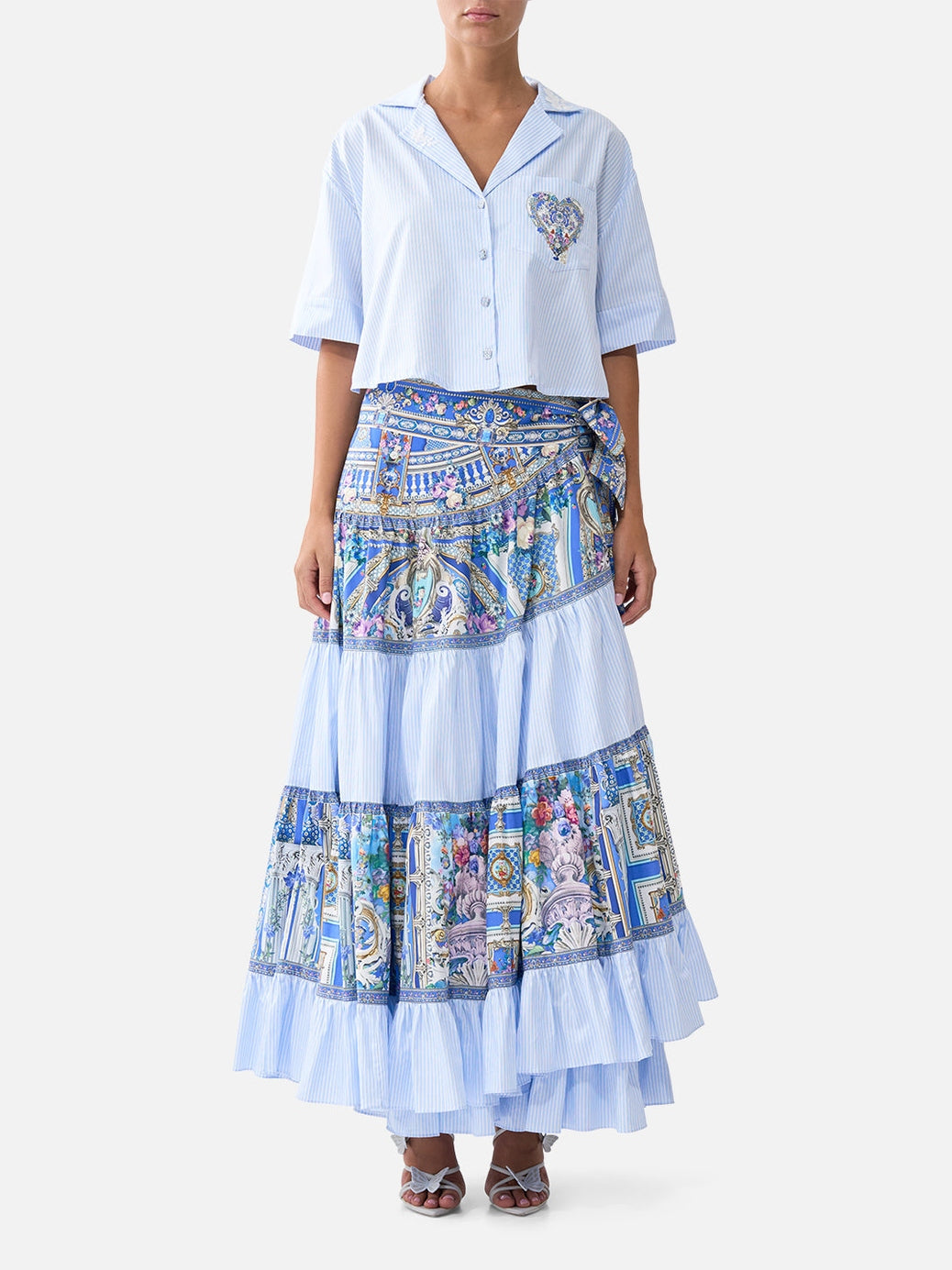 Wrap skirt with gathered panels