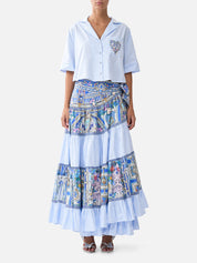 Wrap skirt with gathered panels