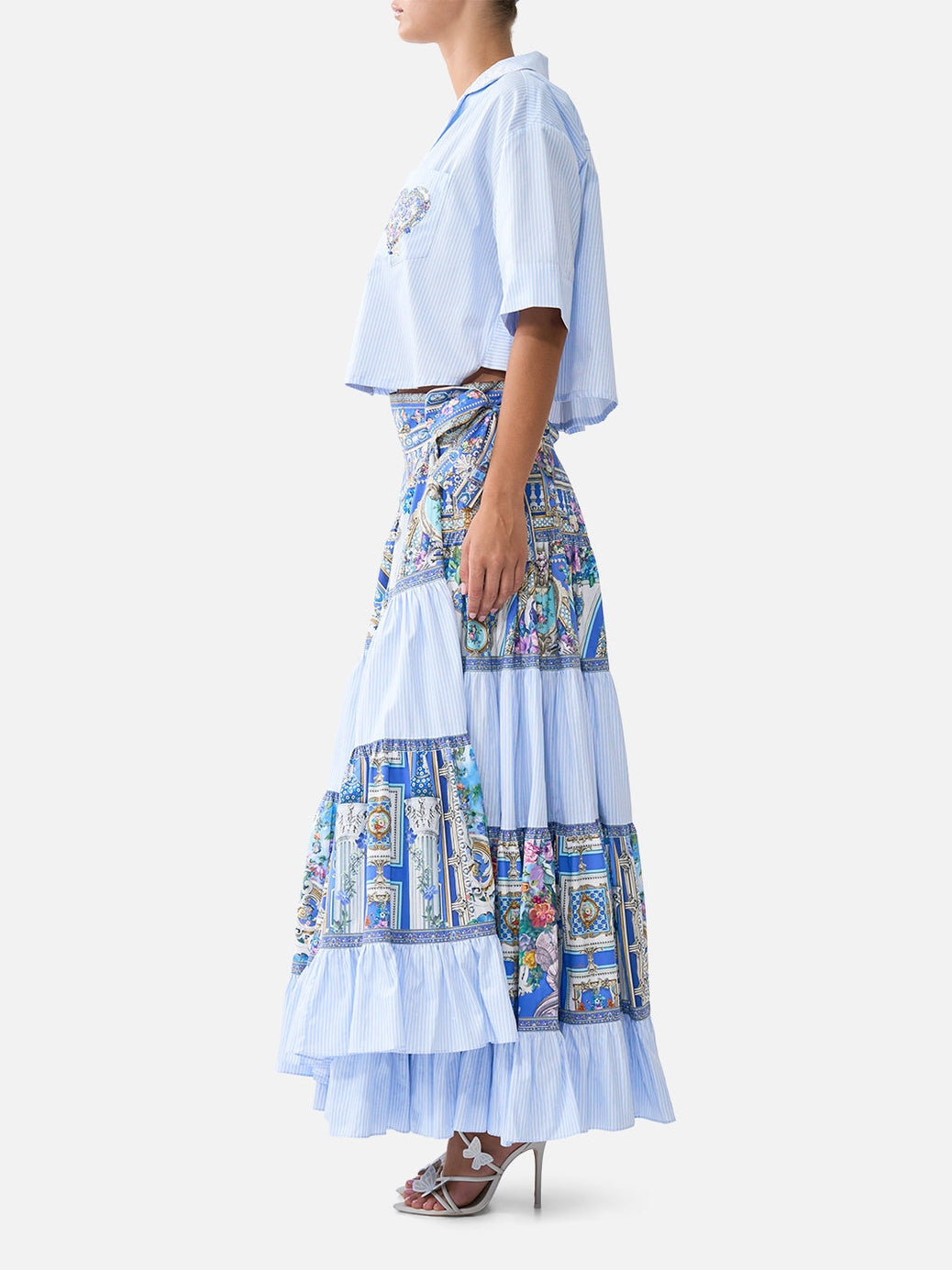Wrap skirt with gathered panels