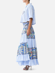 Wrap skirt with gathered panels