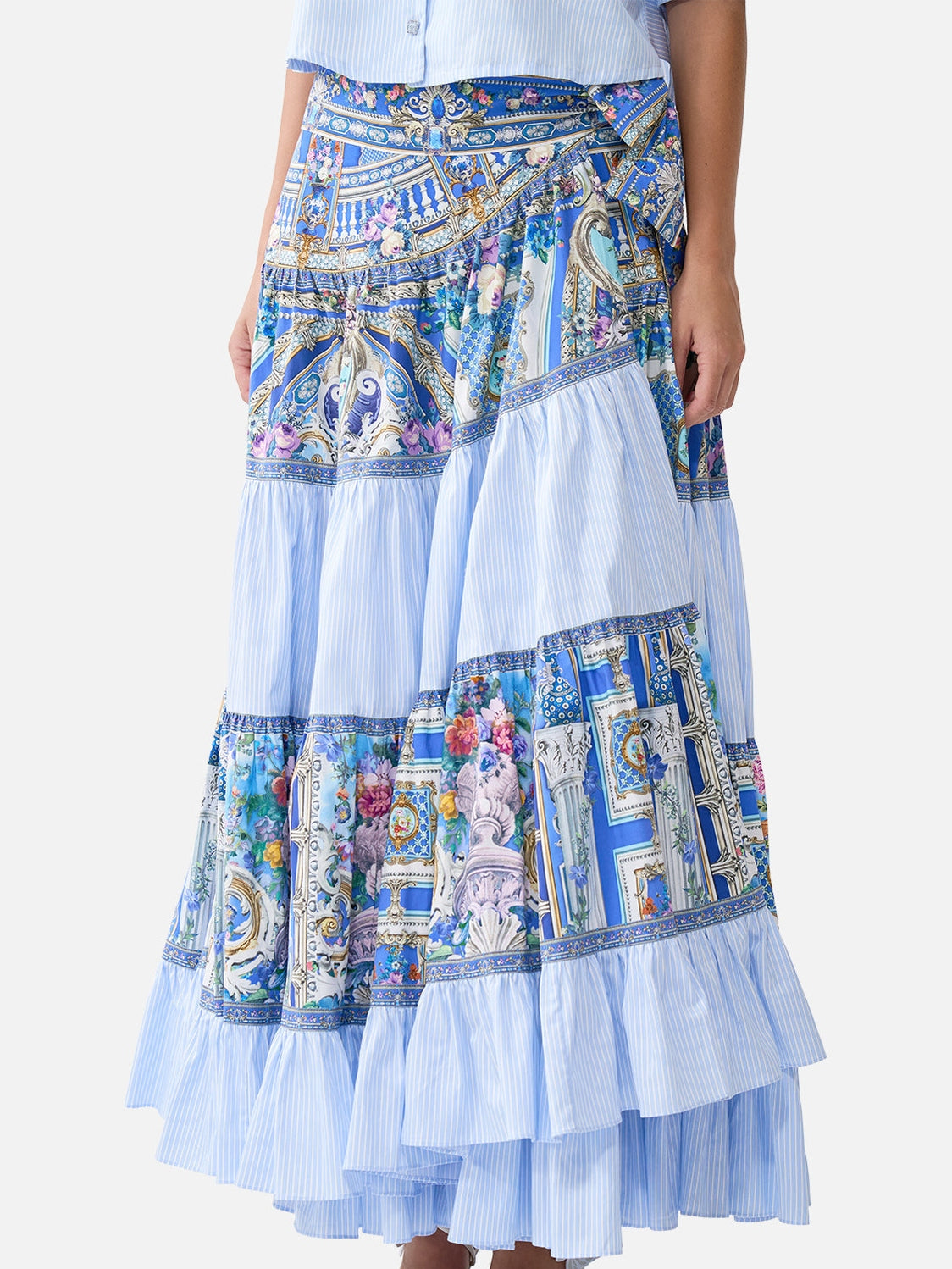 Wrap skirt with gathered panels