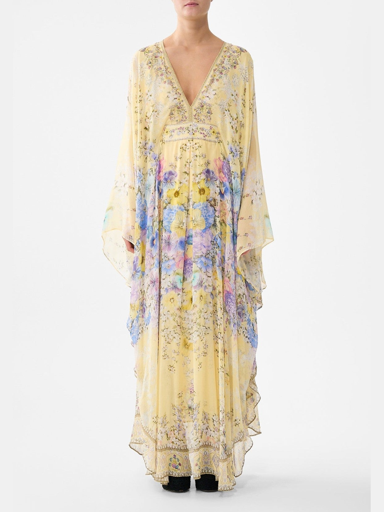 Long kaftan with waist detail